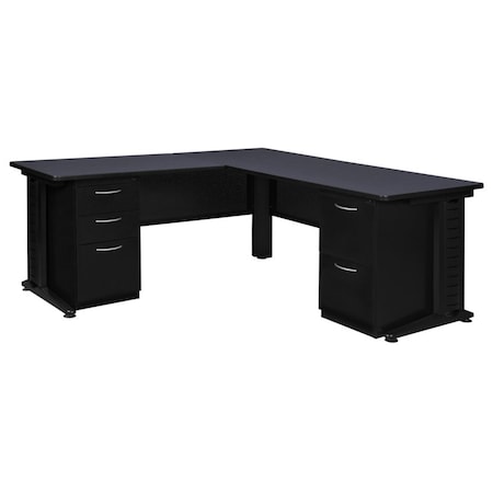 Fusion Fusion L-Desks with Storage, 72 D X 29 H, 66 W X Wood, Metal MLD663042GY
